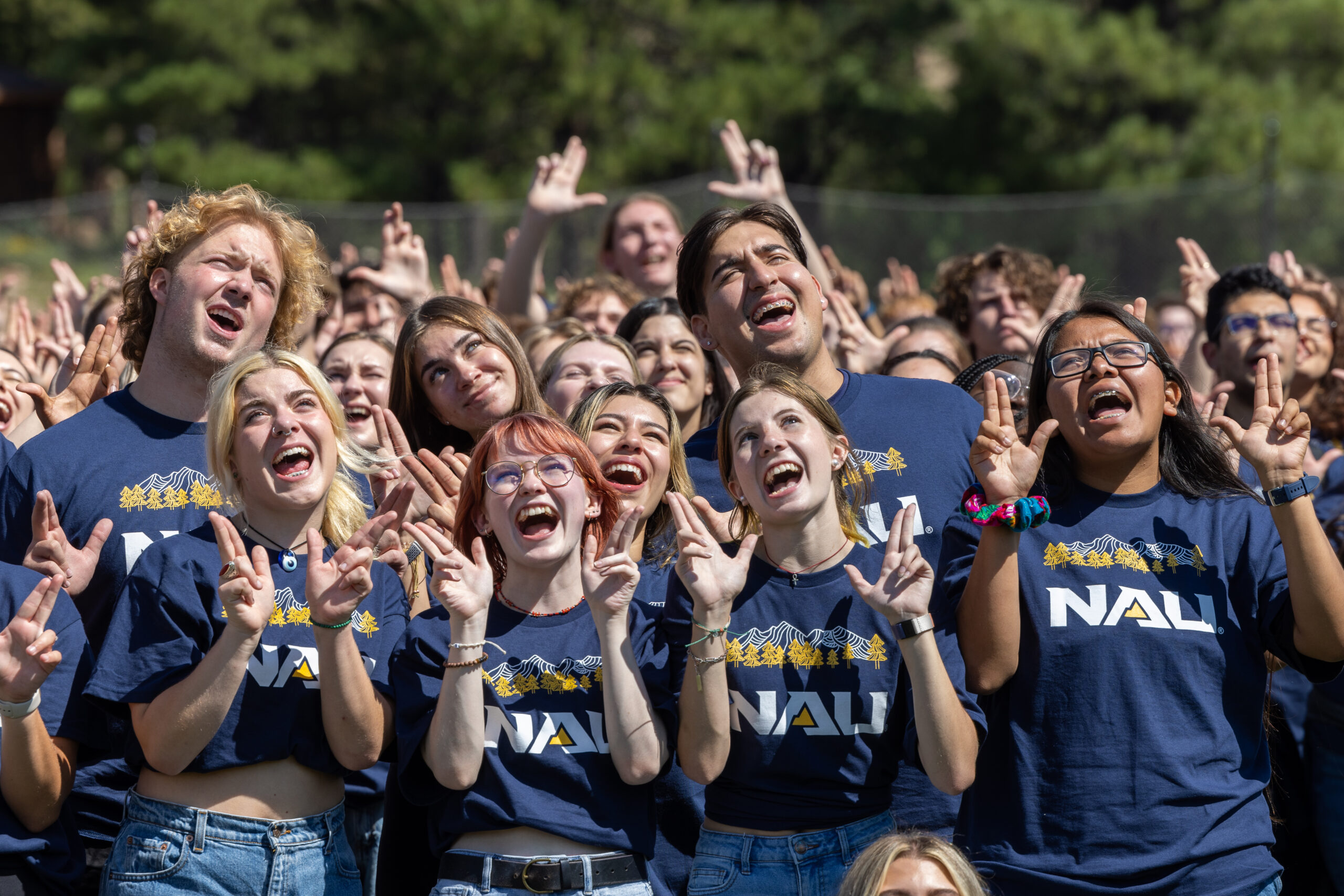 Class of 2026 poses in formation for the NAU letters picture.