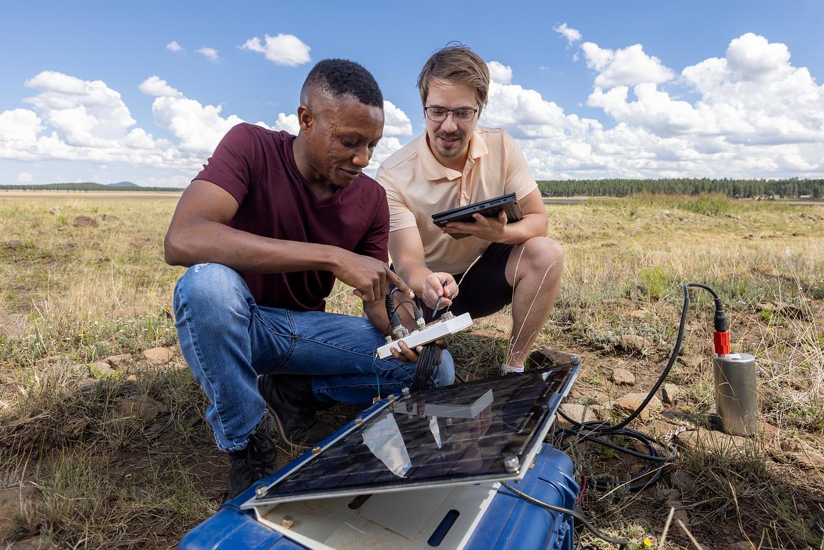 Photos of Jim Gaherty and students doing field research in Flagstaff.